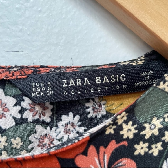 Zara Basic Floral Long Sleeve Front Tie Blouse Size S - Picture 10 of 10